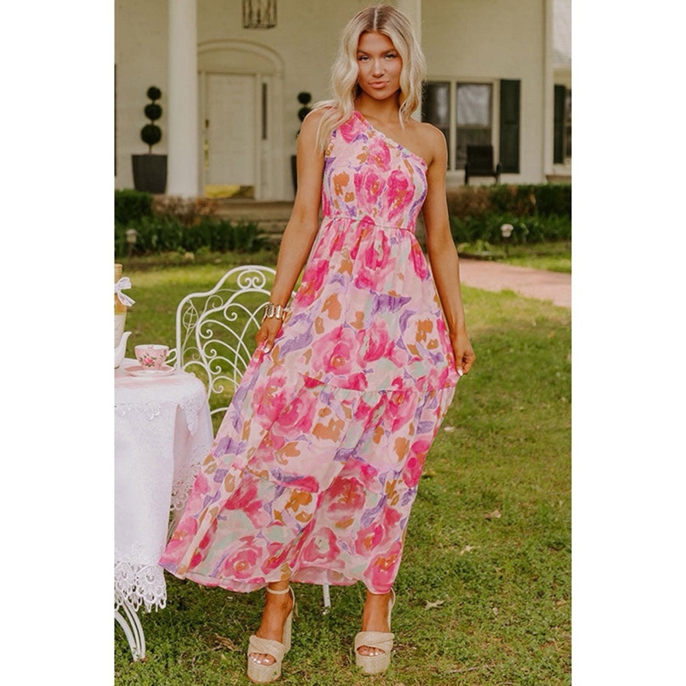 Floral One-Shoulder Maxi Dress - Picture 3 of 3